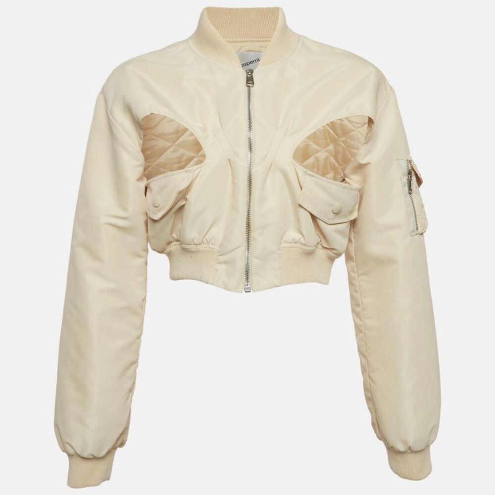 Coperni Beige Synthetic Cut Out Detail Crop Jacket M